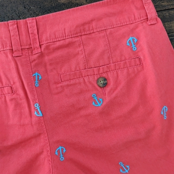 Old Navy Nautical Chino Shorts 2 Coral Blue Embroidered Coastal Anchors Short - Picture 6 of 10